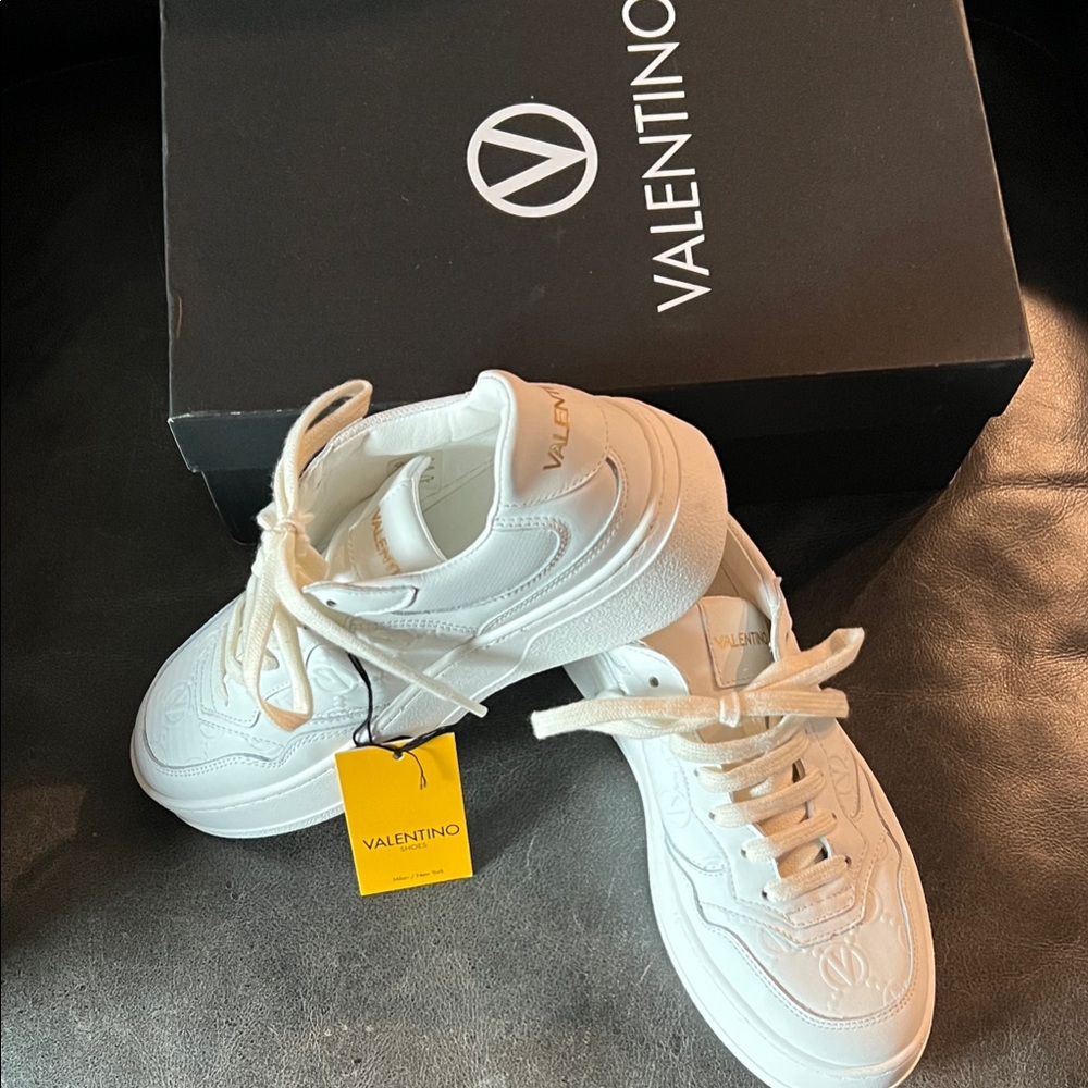 Valentino Ivory Lace-Up Sneakers ( Brand New)